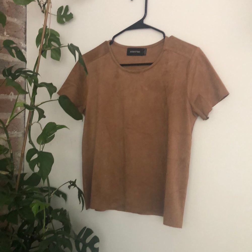 Mink pink faux suede shirt